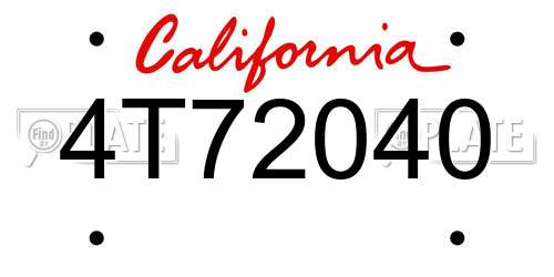 4T72040 California License Plate