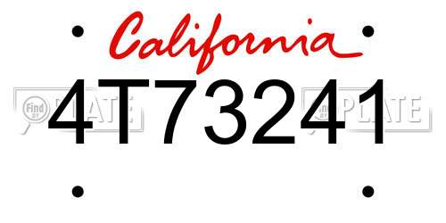 4T73241 California License Plate
