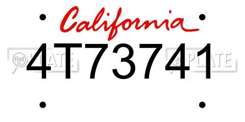 4T73741 California License Plate