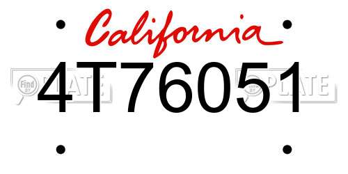 4T76051 California License Plate