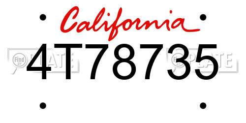 4T78735 California License Plate