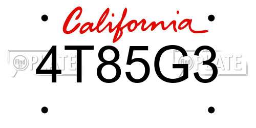 4T85G3 California License Plate