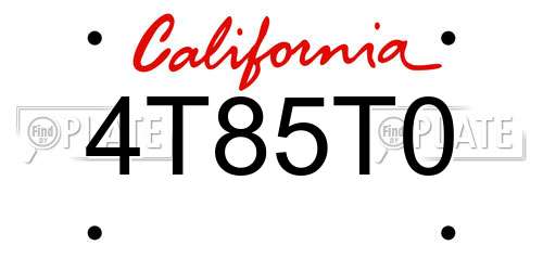 4T85T0 California License Plate