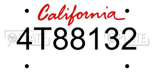 4T88132 California License Plate