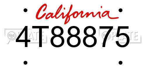 4T88875 California License Plate