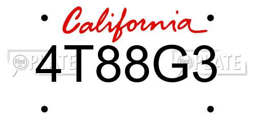 4T88G3 California License Plate