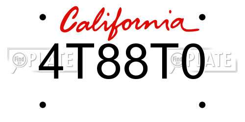 4T88T0 California License Plate