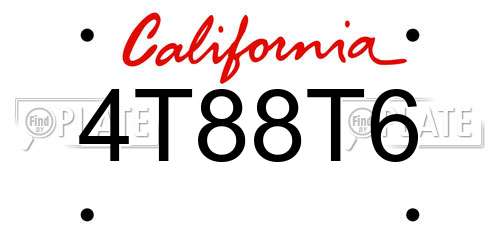 4T88T6 California License Plate