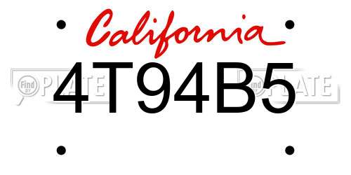 4T94B5 California License Plate