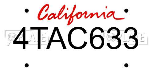 4TAC633 California License Plate