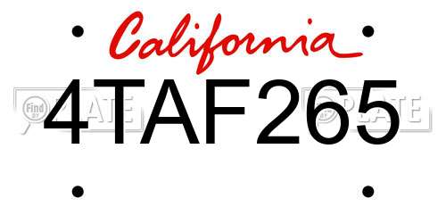 4TAF265 California License Plate