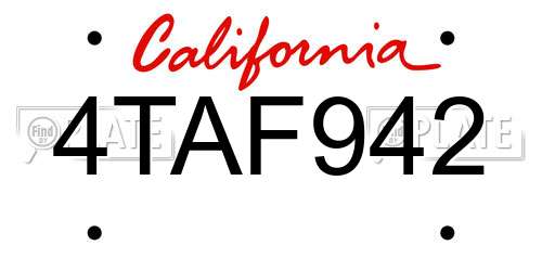 4TAF942 California License Plate