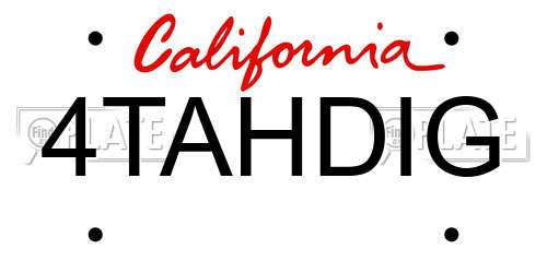 4TAHDIG California License Plate