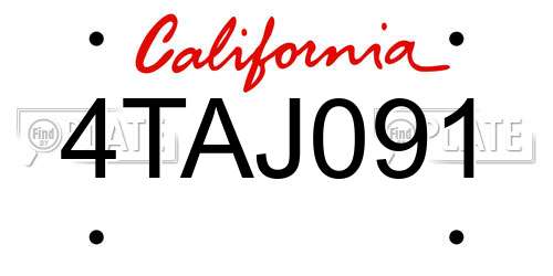 4TAJ091 California License Plate