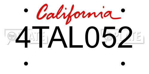 4TAL052 California License Plate
