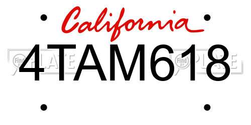 4TAM618 California License Plate