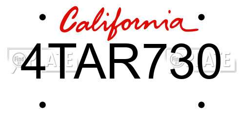 4TAR730 California License Plate