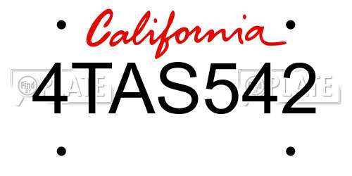 4TAS542 California License Plate