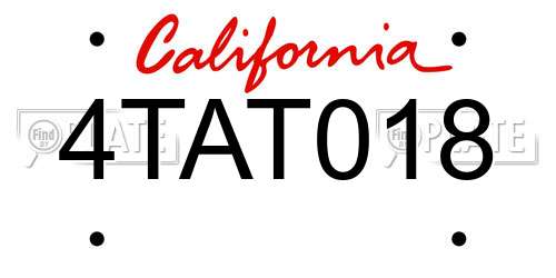 4TAT018 California License Plate