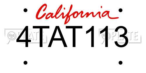 4TAT113 California License Plate