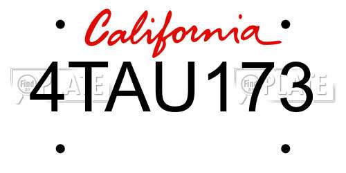 4TAU173 California License Plate