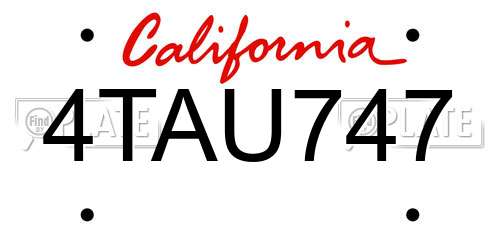 4TAU747 California License Plate