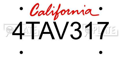 4TAV317 California License Plate