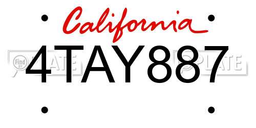 4TAY887 California License Plate
