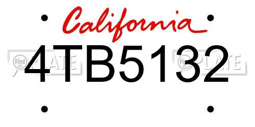 4TB5132 California License Plate