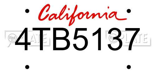 4TB5137 California License Plate