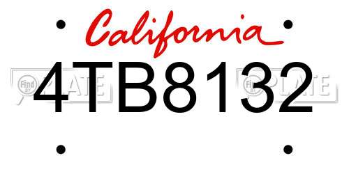 4TB8132 California License Plate