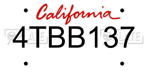 4TBB137 California License Plate