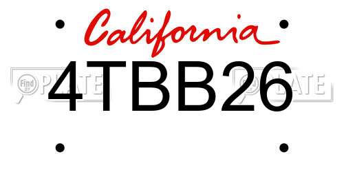 4TBB26 California License Plate