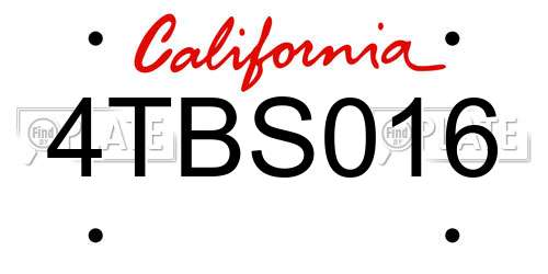 4TBS016 California License Plate