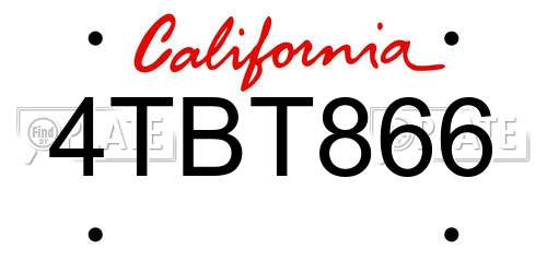 4TBT866 California License Plate
