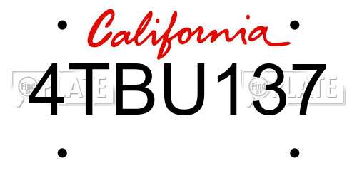 4TBU137 California License Plate