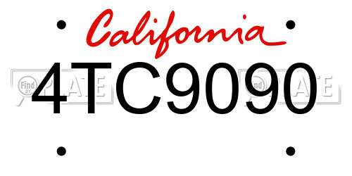 4TC9090 California License Plate