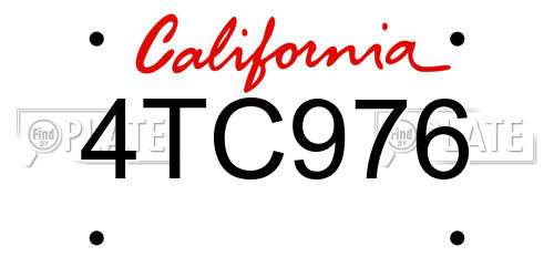 4TC976 California License Plate
