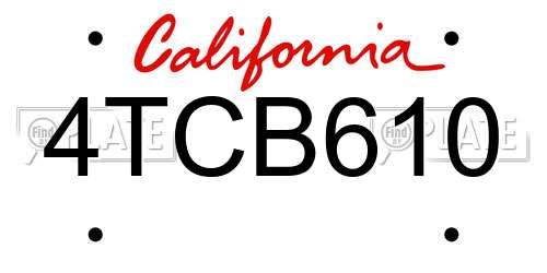 4TCB610 California License Plate