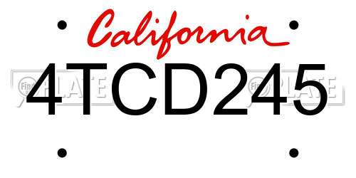 4TCD245 California License Plate
