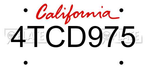 4TCD975 California License Plate