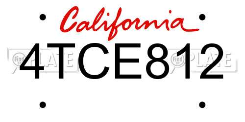 4TCE812 California License Plate