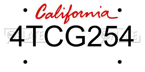 4TCG254 California License Plate