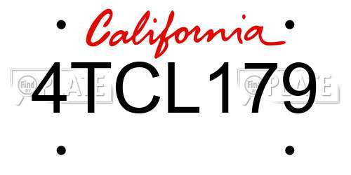 4TCL179 California License Plate