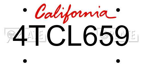 4TCL659 California License Plate