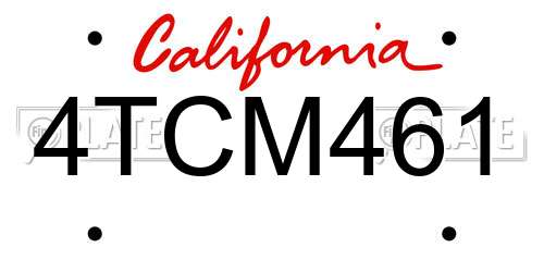 4TCM461 California License Plate
