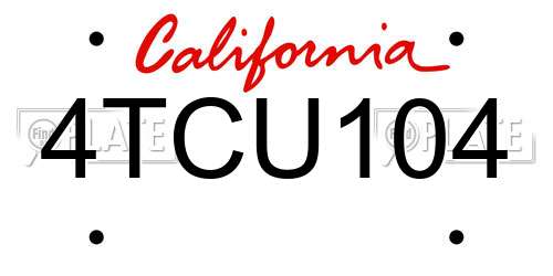 4TCU104 California License Plate