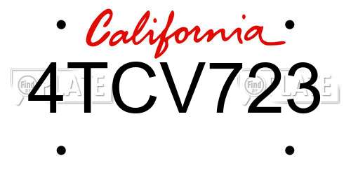 4TCV723 California License Plate