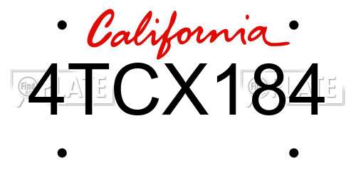 4TCX184 California License Plate