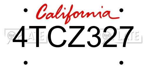 4TCZ327 California License Plate